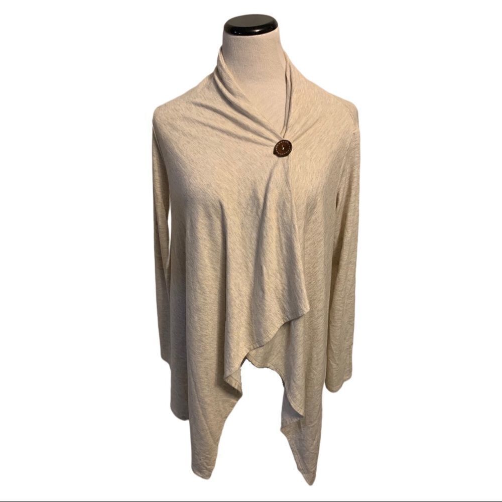 Bobeau One Button Cardigan With Cascade Lapel Sz M